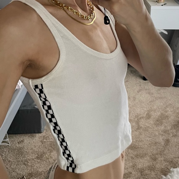 RARE BRANDY MELVILLE CHECKER EMBROIDERED TANK - Picture 1 of 5